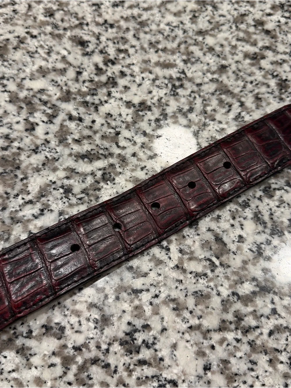 Polo by Ralph Lauren Brown Croc-Embossed Leather Belt with Gold Tiger Buckle